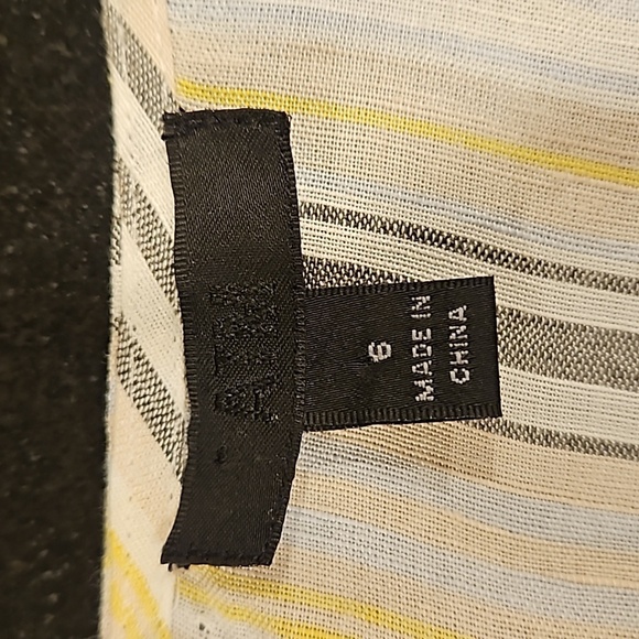 💕ATM💕 Asymmetric Striped Linen Viscose Blend Dress ~ Ivory Multi-Color Print 6 - Picture 14 of 15